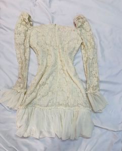 Milkmaid Lace Mini Dress with Long Sleeves