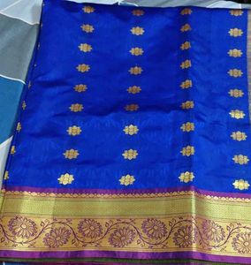 Royal Blue Silk Saree with Gold Weave