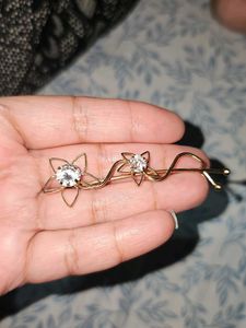 Floral Hair Pin with Rhinestones