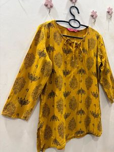 Mustard Yellow Kurta with Umbrella Print