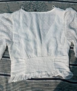 Sheer White Puff Sleeve Top