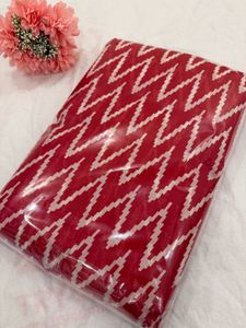 Stylish Red Zigzag Print Saree with Blouse