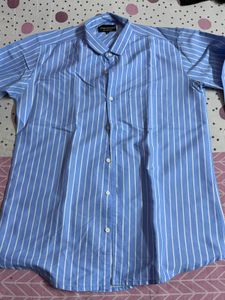 Classic Blue &amp; White Striped Men's Shirt - XL