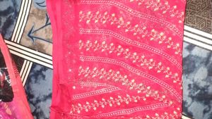 Vibrant Pink Embroidered Saree