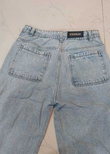 Light Blue Cargo Wide Leg Jeans