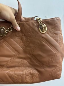 Chic Brown Quilted Shoulder Bag