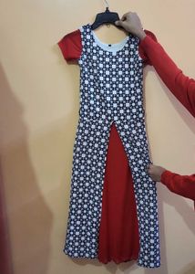 Stylish Printed Kurta with Red Underlay