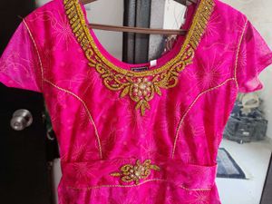 Like New Magenta Pink Embroidered Anarkali Suit Se