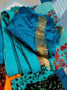 Fancy sarees set of 3 and seperate blouse