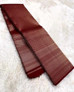 Elegant Maroon Brocade Silk Saree