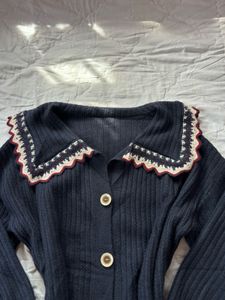 Cozy Navy Button-Up Cardigan