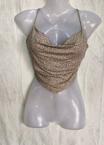 Leopard Print Ruched Camisole Top