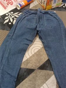 Blue Denim Jeans with Zipper Detail