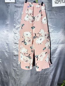 Pink Floral Wide Leg Palazzo Pants