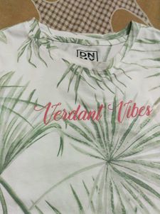 White Tropical Print T-Shirt