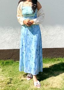 Summer Blue Floral Maxi Dress