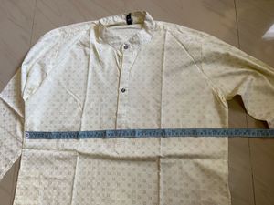 Men's Light Yellow Printed Kurta