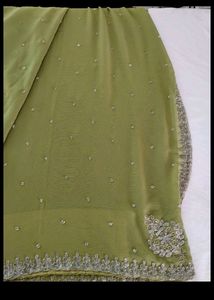 Green Embroidery Printed Fancy Saree (Women)