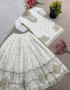 🤍Elegant White Lehenga kurta Set✨