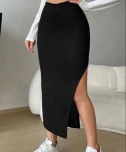 High-Slit Midi Skirt