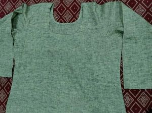 Green Linen Blend Kurta