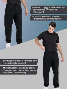 RedTape Black Baggy Denim Jeans