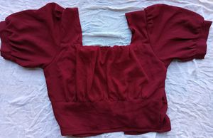 Burgundy Ruched Crop Top
