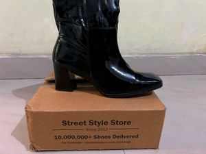 Chic Black Patent Knee-High Boots