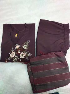three piece straight kurta set