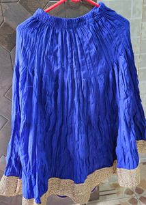 Vibrant Blue Crinkled Ethnic Skirt
