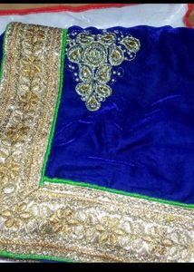 Royal Blue Embellished Saree