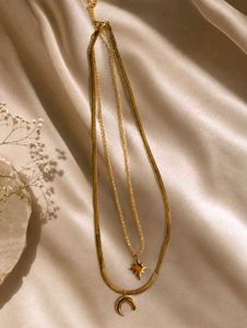 Layered Moon &amp; Star Necklace