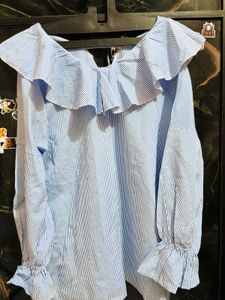 Chic Striped Ruffle Off-Shoulder Top