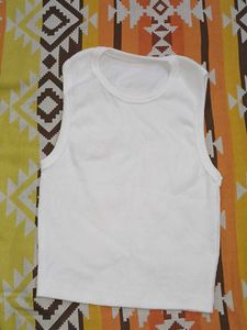 🤍 White Ribbed Sleeveless Tank Top
