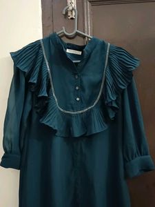 Elegant Teal Ruffled Dress
