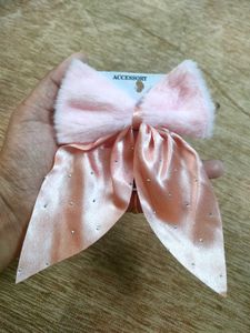 Cute Pink Flower &amp; Bow Hair Clips