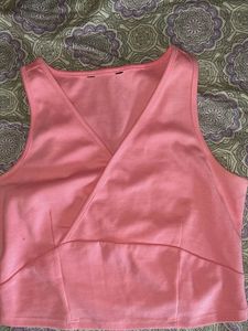 Coral Wrap Crop Top|| S size