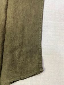 Olive Green Band Collar Linen Shirt