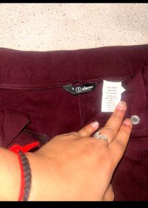 Maroon Fitted Pants