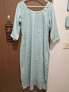 Elegant Light Blue Embroidered Kurta