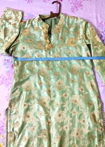 Silk Heavy Party Wear Dress (Pista Colour)