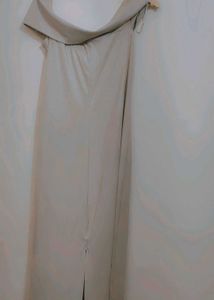 Silver Elegant Off-Shoulder Maxi Dress 36 Bust