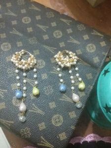 Elegant handmade Pearl & Gemstone Drop Earrings