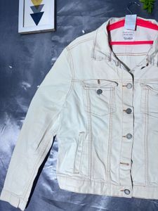 PULL&amp;BEAR Stylish Cream Denim Jacket