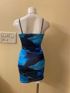 Blue Abstract Bodycon Mini Dress