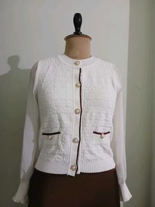 Elegant White Knit Cardigan
