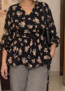 Floral Print Peplum Top