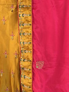 Embroidered Mustard Silk Lehenga -3 pc