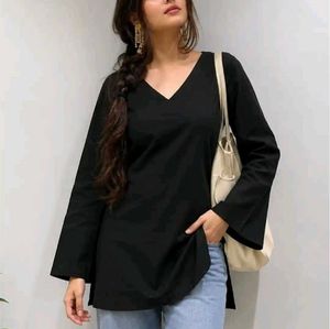 Black Flared Sleeve Kurta(Will get stockout soon)