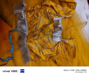 Yellow Tiered Lehenga Skirt with dupatta